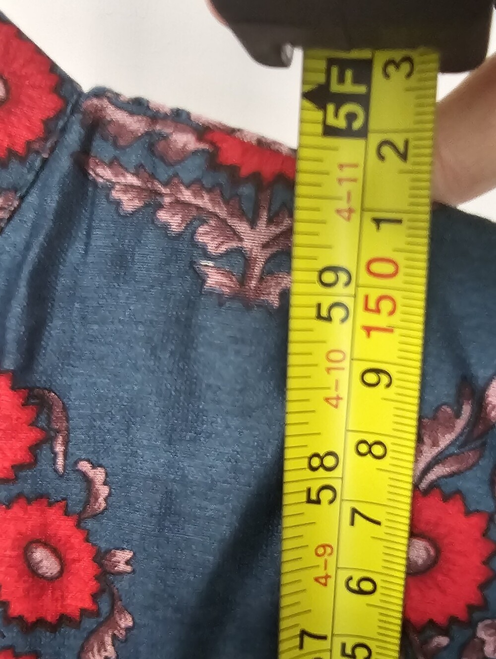 Vintage Teal Red Floral Satin Boho Maxi Dress Mandarin Collar Cottagecore - Picture 14 of 14